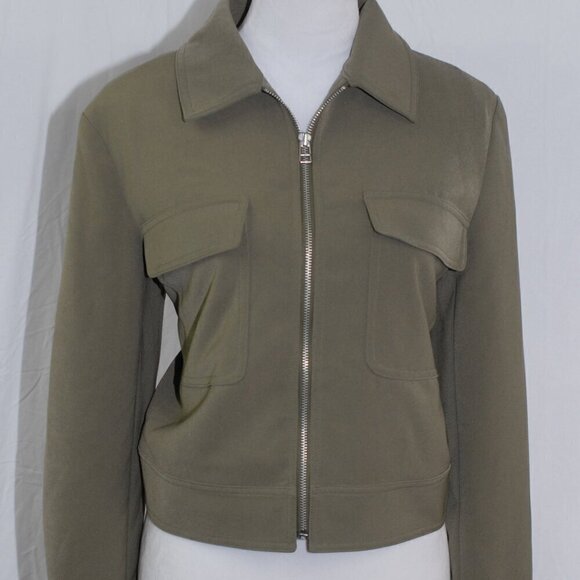 LNC Jacket Cropped 22” pit to pit Nine West Womens Large Army Green - Picture 1 of 8